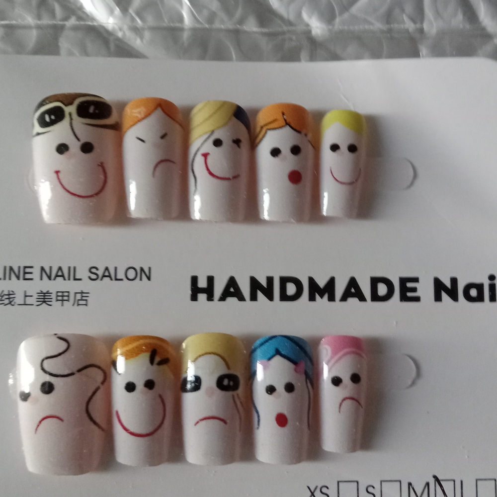 Handmade Nail Salon Press-On Nails - Multicolor Faces